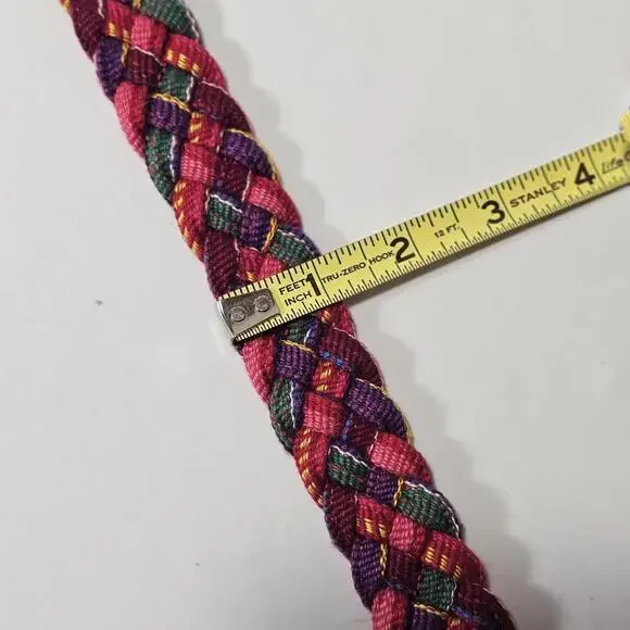 Vintage Hand Woven Belt Leather Traditional Guatemalan Colorful Size L - 36 - Picture 5 of 5